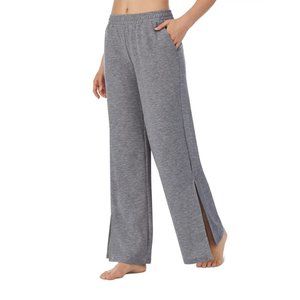 REFINERY29 Side Slit French Terry Wide Leg Pants Grey Heather XS